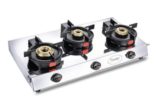 Prestige Svachh Perfect L.P Gas Stove with Liftable 3 Brass Burners(Stainless Steel body, Silver & Black, Auto Ignition)